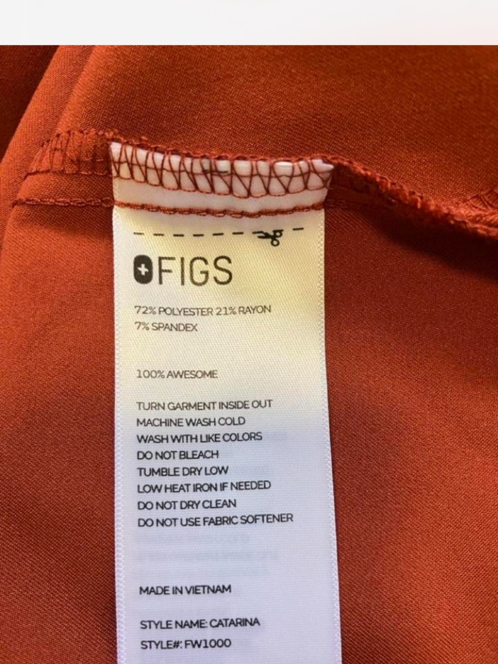 FIGS Catarina scrub top V-Neck Top in Terracotta Women’s Size Large - Picture 8 of 8